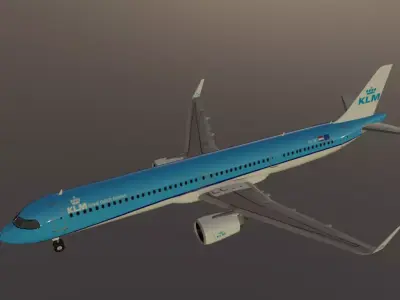 KLM Airbus a321neo low poly 3D Model  Low-poly 3D model