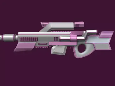 Sci-Fi Assault Rifle - Female Character Design Low-poly 3D model