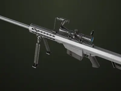 Sniper Rifle 02 Black and Sandal Single Map All PBR Unity UE Textures 3D model