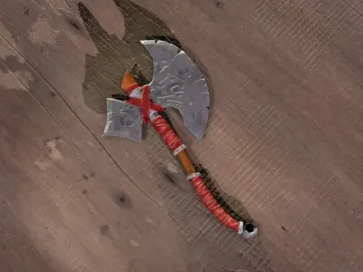 Stylized axe Low-poly 3D model 12
