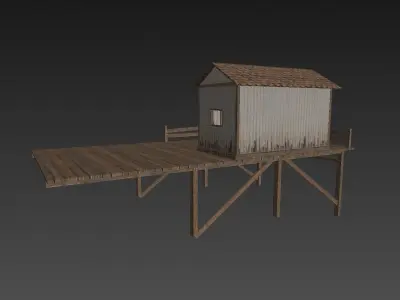 Fishing Hut Low-poly 3D model