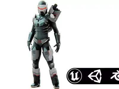 TROOPER X-3 Rigged for Unreal Engine - Unity - MIXAMO 3D model