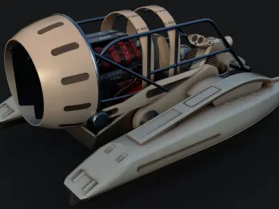 V8 Airboat Low-poly 3D model