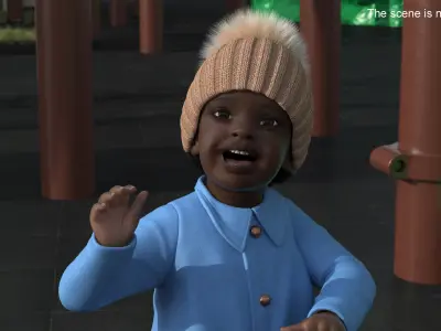 Little Black Girl Everyday Autumn Clothes Fur Rigged 3D model purchase