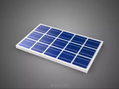 RECTANGULAR SOLAR CELL PHOTOVOLTAIC PANEL RENEWABLE SUN ENERGY 3D model