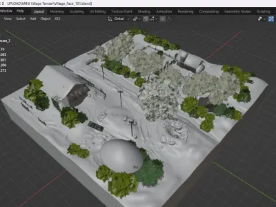Mini Village Terrain 101 3D model