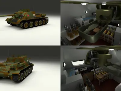 SU 100 with Interior Camo 3D model