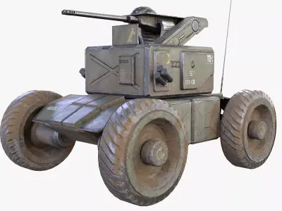 Battle vehicle with Guns Army tank Game Ready Rigged Low-poly 3D model