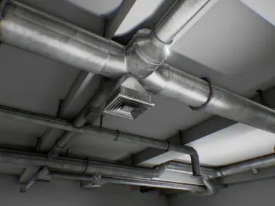 interior air ducts modular system 38 elements lowpoly Low-poly 3D model