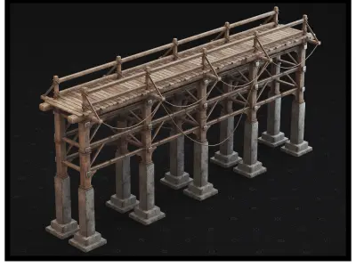 Medieval Bridge 3D Model - PBR Textures Low-poly 3D model