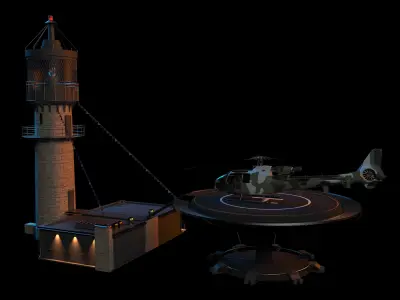Lighthouse helicopter and 3D model