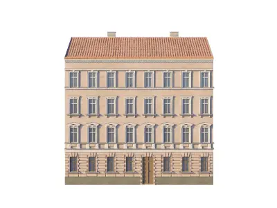 Street Facade Residantial Building Peach Brown 3D model