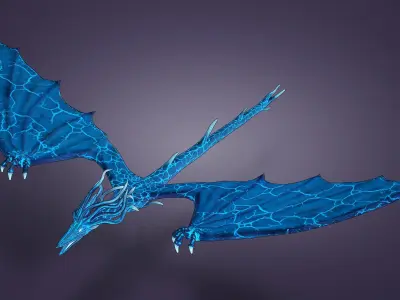 Stylized IceDragon Low-poly 3D model