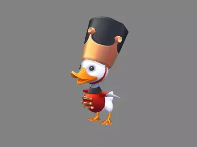 Cartoon duck guard Low-poly 3D model