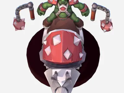 Goblin Rino Mount Handpaint Cartoon MMO Character Low-poly 3D model