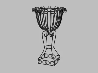 Vintage Wrought Iron Plant Stand Low-poly 3D model