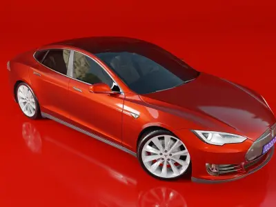 Tesla MODEL S car with heart Free 3D model