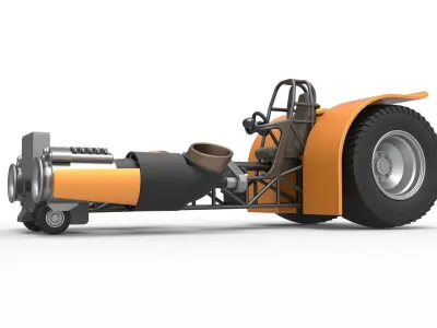 Pulling tractor with 2 jet engines Scale 1 to 25 3D print model