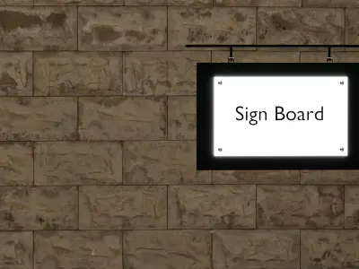Sign Board on Wall 3D model