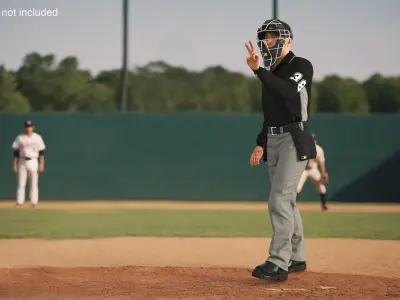Baseball Umpire with Protective Mask Showing Points 3D model