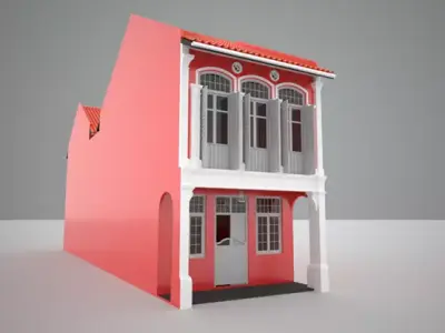 Shophouse Singapore Malaysia style 3D model