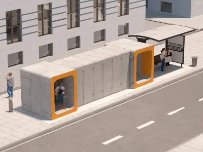 Bus Stop Bomb Shelter Module 3D model