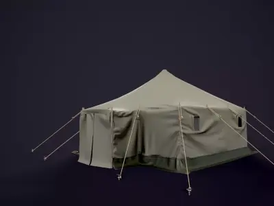 Military tent  Low-poly 3D model