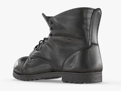 Vintage Leather Work Boot Black 3D model