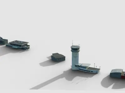 Airport Terminal de Deauville Normandie Low-poly 3D model