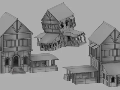 Medieval Big House Low-poly 3D model