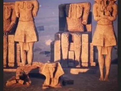 Modular Egyptian Statues 51 Assets Low-poly 3D model