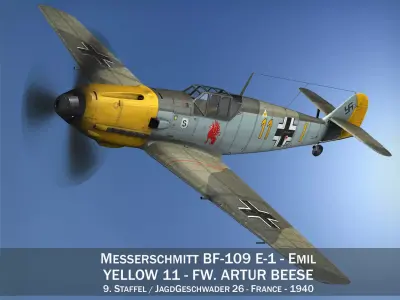 Messerschmitt - BF-109 E - Yellow 11 3D model