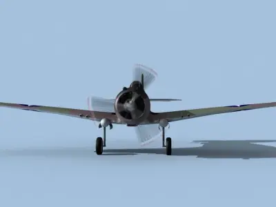 Curtiss P-36C Hawk V07 USAAF 3D model