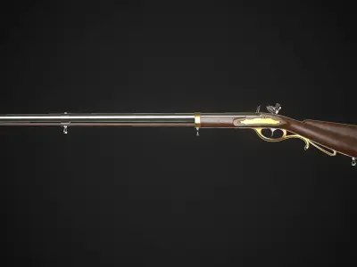 Flintlock Rifle 01 Classic Low-poly 3D model