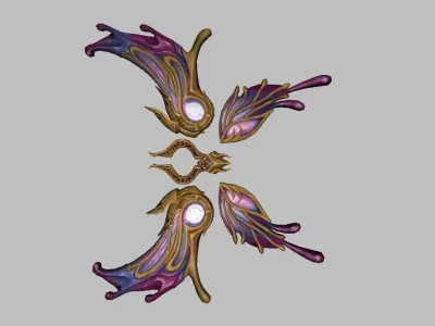 Purple Golden Wing Low-poly 3D model