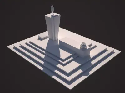 GHANA INDEPENDENCE SQUARE TORCHER Low-poly 3D model