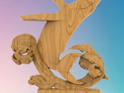 Whales and Dolphins 3D MODEL STL FILE FOR CNC ROUTER 3D print model