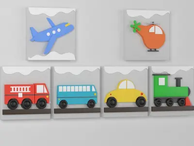 Wood Kids Wall Decor transport 3D model
