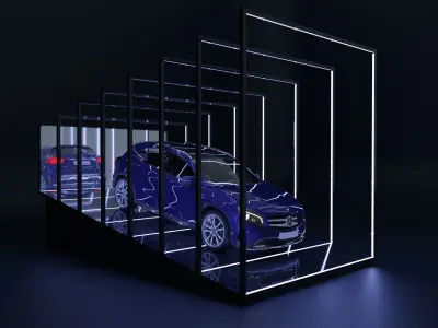 Car Exposition - Showroom Render Scene Low-poly 3D model