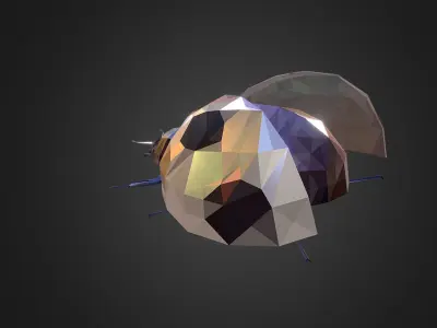 Bug Ladybug White Low Polygon Art Insect Low-poly 3D model