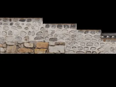 Tiled stone wall 3D model