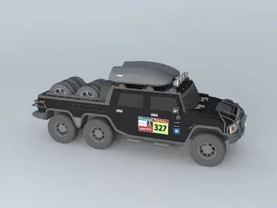 Modified Hummer H2 6x6 Dakar support truck Free 3D model