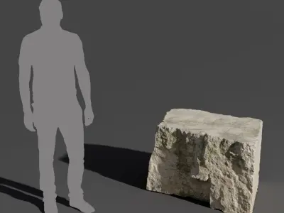  Pale Square Smooth Large Rock Boulder Model 