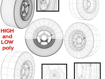 enkei front tyre set Low-poly 3D model