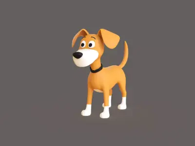 Stylized Cartoon Dog Cute  Low-poly 3D model