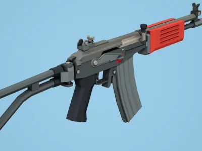 Stylized Galil ARM Low Poly Mobile Ready Low-poly 3D model