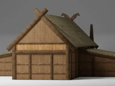 Viking Great Hall Low-poly 3D model