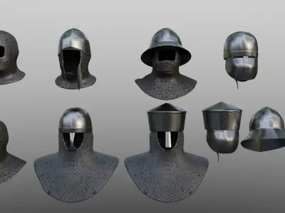 12th Century Infantry Arms and Armours Low-poly 3D model