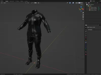 Female Military Outfit 2 Low-poly 3D model