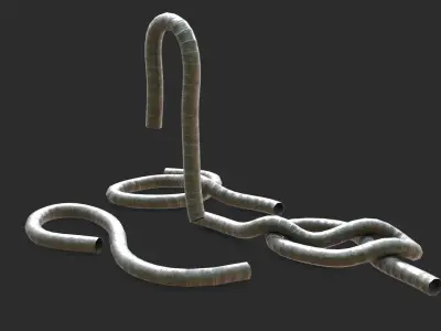 Aluminium Rope Flexible Duct Low-poly 3D model
